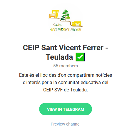 Pincha en la imagen para unirte al canal de Telegram del Ceip Sant Vicent Ferrer de Teulada