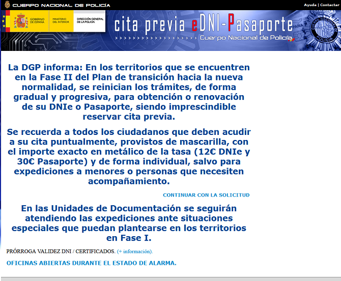 Pinchar en la imagen para acceder a la página de cita previa del Cuerpo Nacional de Policía.