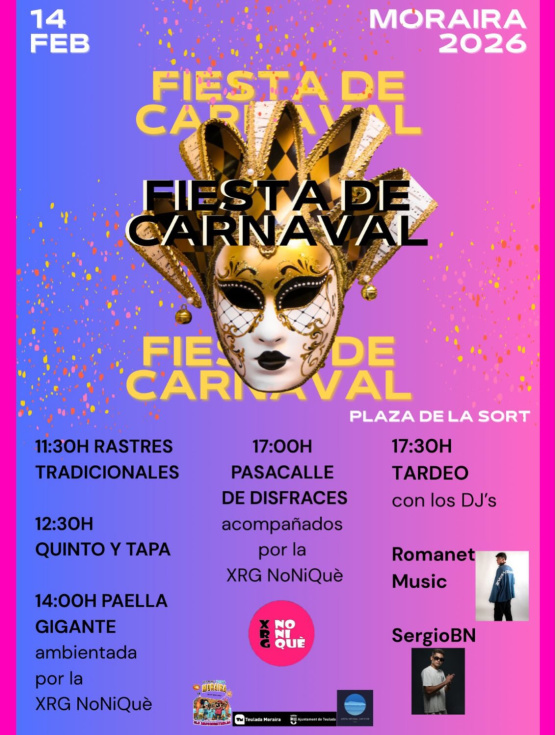 Moraira celebrará el Carnaval 2026 el sábado 14 de febrero con música, gastronomía y actividades durante toda la jornada
