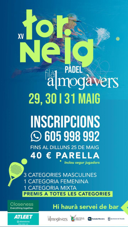 La Filà Almogàvers organiza en Moraira la XV edición de su torneo de pádel del 29 al 31 de mayo