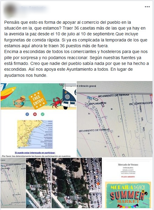 Con este escrito en un grupo de Facebook, ha saltado la polémica en el municipio.