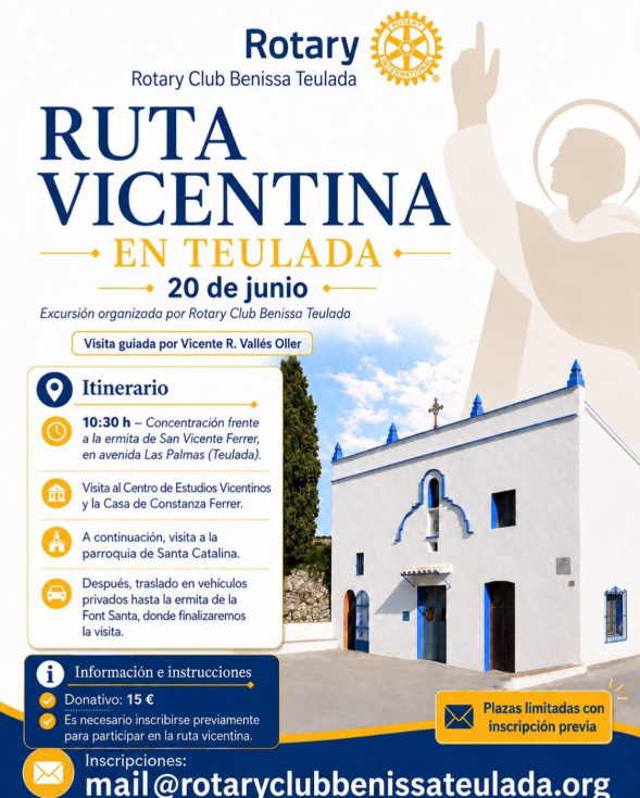 Rotary Club Benissa Teulada propone una Ruta Vicentina para descubrir el legado de San Vicente Ferrer en Teulada