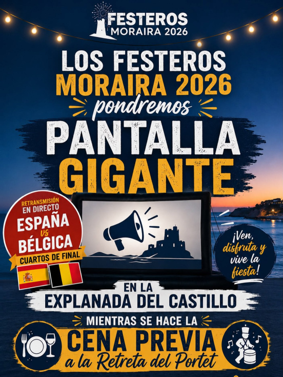 Las fiestas de Moraira también se vuelcan con la selección: pantalla gigante para seguir el España-Bélgica