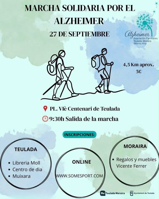Teulada acoge este domingo 27 de septiembre una nueva Marcha Solidaria por el Alzheimer
