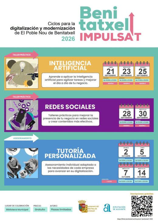 Benitatxell impulsa la digitalización de negocios con talleres de IA, redes sociales y tutorías personalizadas