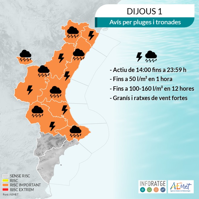 Teulada Moraira, en aviso naranja este jueves por lluvias intensas, tormentas, granizo y fuertes rachas de viento