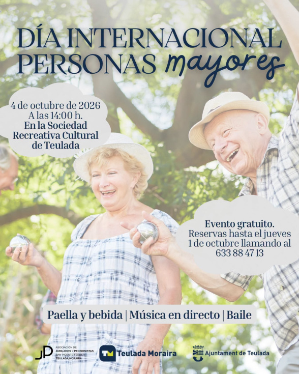 Teulada Moraira celebrará el Día Internacional de las Personas Mayores con paella, música en directo y baile