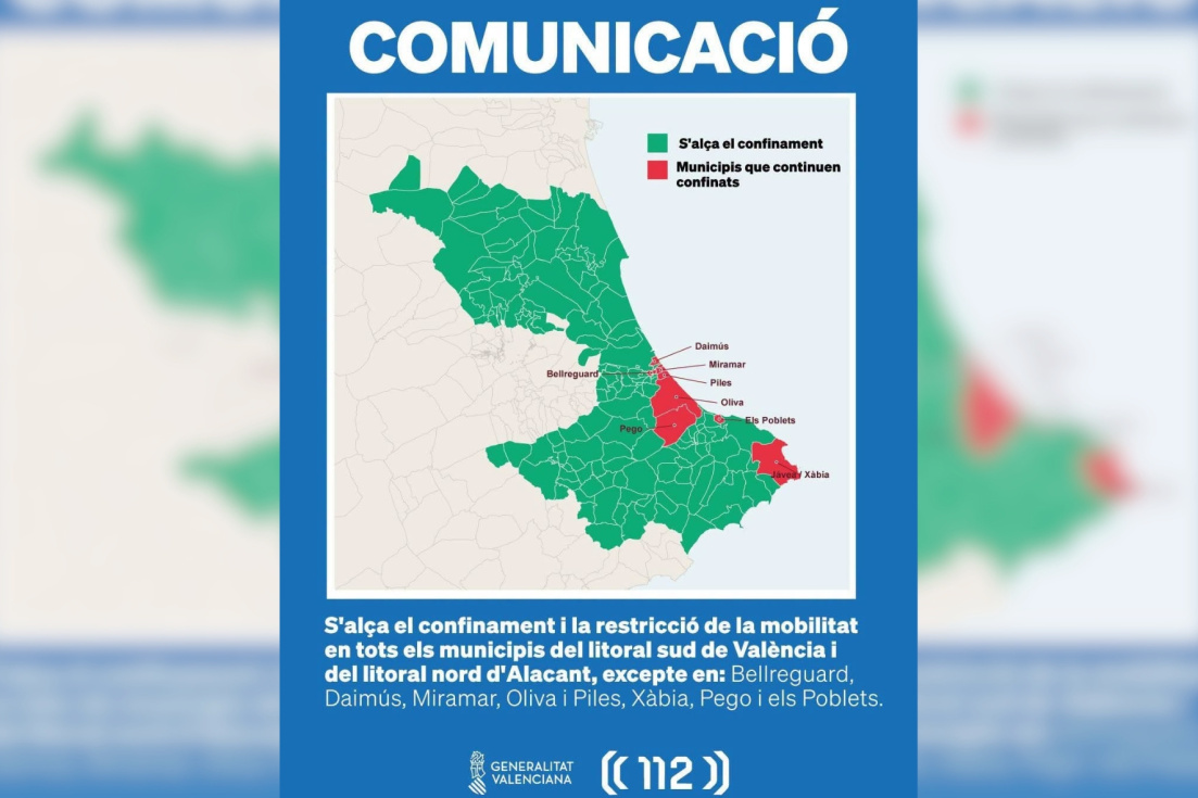 La Generalitat pone fin al confinamiento en Teulada Moraira tras el temporal de lluvias