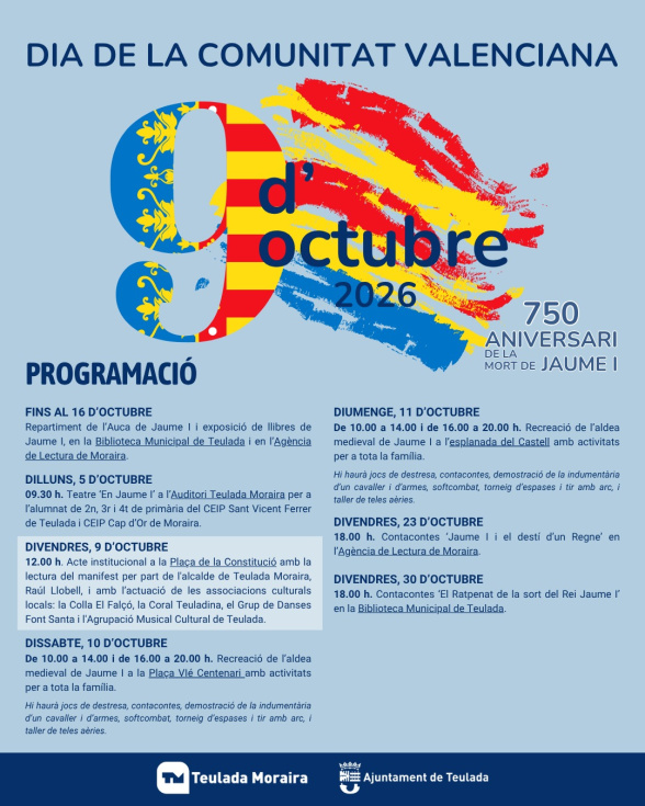 Teulada Moraira celebra el 9 d’Octubre con una aldea medieval, teatro y música en torno a Jaume I