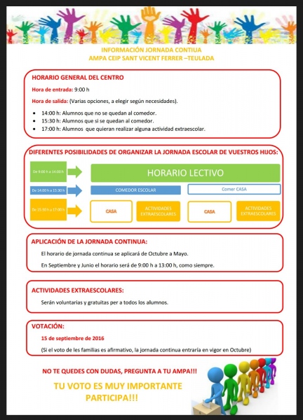 Horario escolar en Teulada